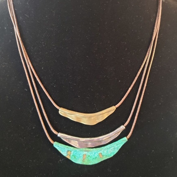 Silpada Vintage Sterling & Patina Brass Cayman Three Strand Necklace - Picture 2 of 8